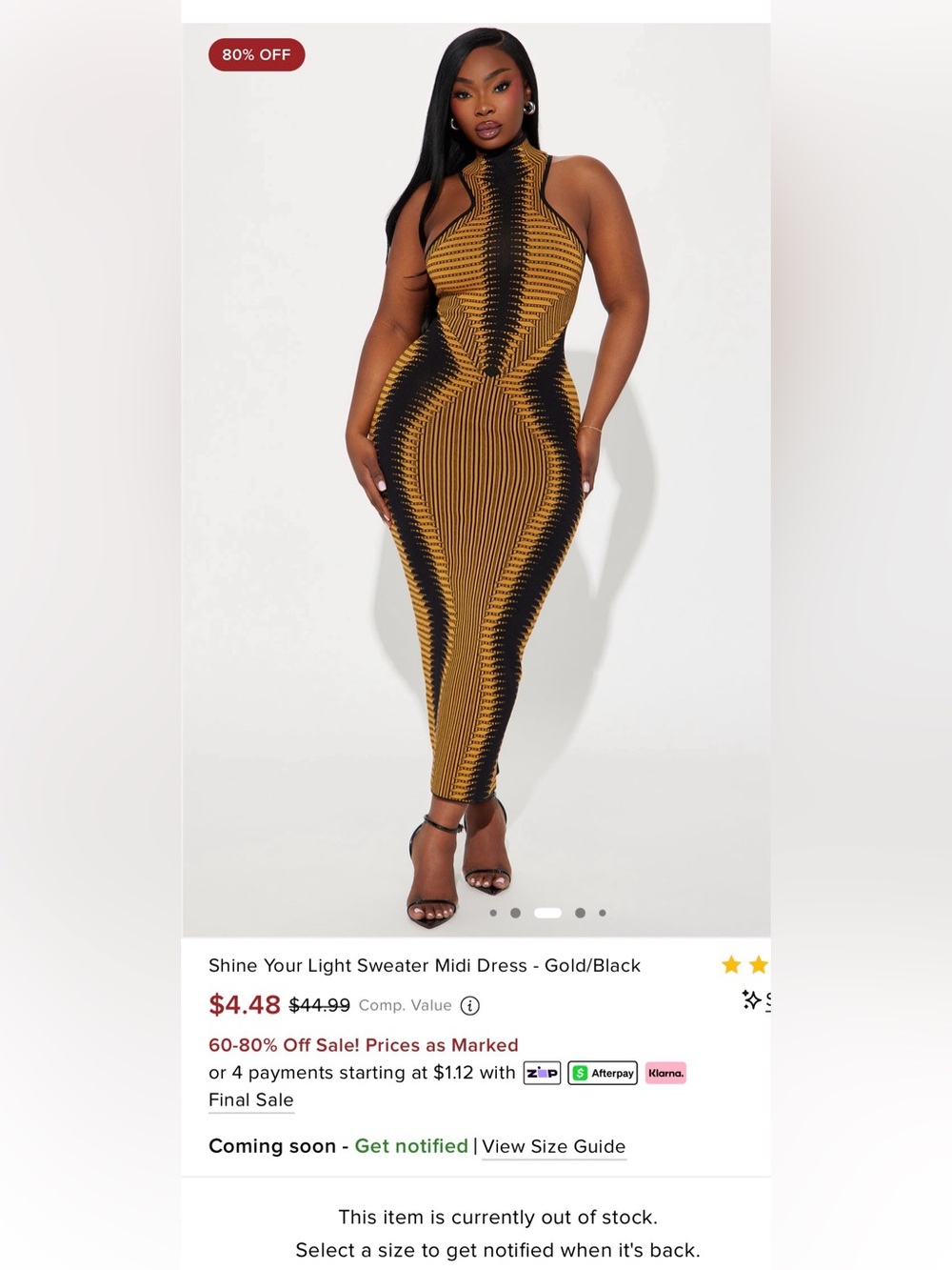 Fashion Nova Black & Mustard Halter Midi Dress SOLD OUT ONLINE‼️ - Picture 6 of 6